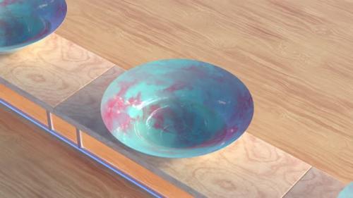 Videohive - 4K video animation. Looped animation video of spaghetti falling on colorful plates. Satisfying video - 38432310 - 38432310