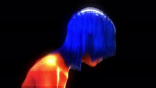 Videohive - Futuristic Blue Hair Girl Hologram V3 4k - 38437802 - 38437802