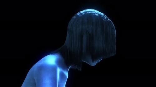 Videohive - Futuristic Blue Hair Girl Hologram V2 4k - 38437803 - 38437803