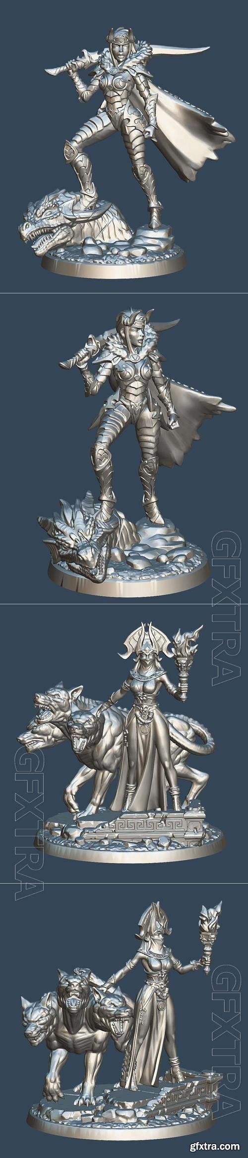 Dragon Slayer and Daughter of Persephone Necromancer 3D Print Model 