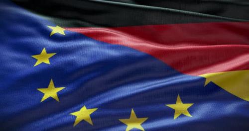 Videohive - Germany and EU waving flag animation 4K - 38454164 - 38454164