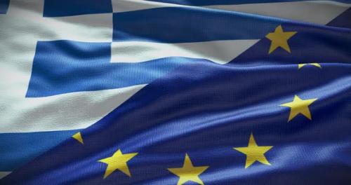 Videohive - Greece and EU waving flag animation 4K - 38454165 - 38454165