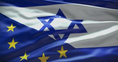 Videohive - Israel and EU waving flag animation loop - 38454166 - 38454166