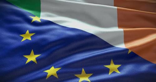 Videohive - Ireland and EU waving flag animation loop - 38454167 - 38454167