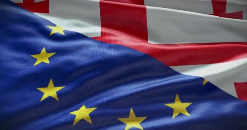 Videohive - Georgia and EU waving flag 4K - 38454173 - 38454173
