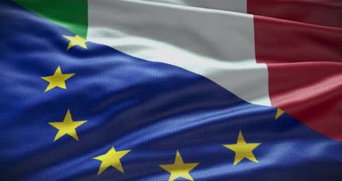 Videohive - Italy and EU waving flag animation loop - 38454178 - 38454178
