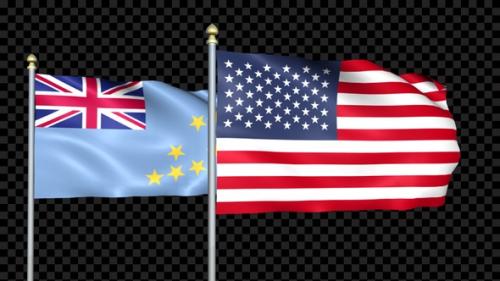 Videohive - Tuvalu And United States Two Countries Flags Waving - 38454227 - 38454227