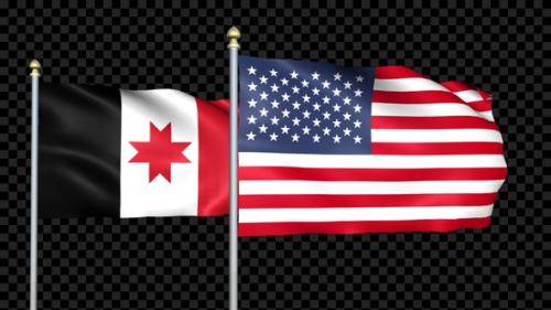 Videohive - Udmurtia And United States Two Countries Flags Waving - 38454233 - 38454233