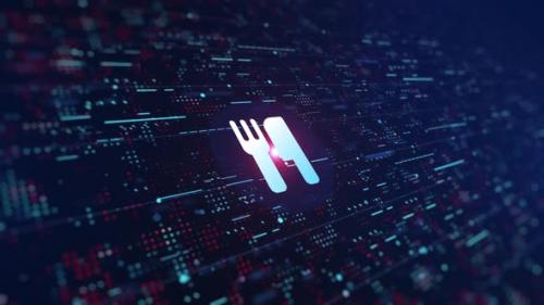 Videohive - Fork And Knife Icon Digital Background - 38454235 - 38454235