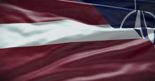 Videohive - Latvia and NATO waving flag, graphic animation - 38454322 - 38454322