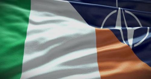 Videohive - Ireland and NATO waving flag animation looped 4K - 38455013 - 38455013