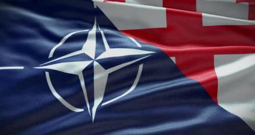 Videohive - Georgia and NATO waving flag looped animation - 38455151 - 38455151