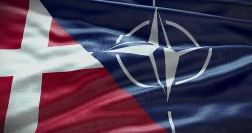 Videohive - Denmark and NATO waving flag animation looped - 38455156 - 38455156