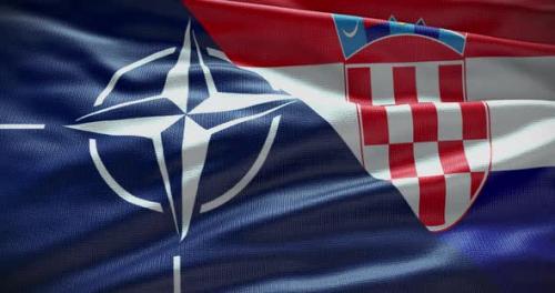 Videohive - Croatia and NATO waving flag animation 4K - 38455157 - 38455157