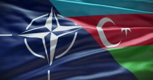 Videohive - Azerbaijan and NATO waving flag animation 4K - 38455158 - 38455158
