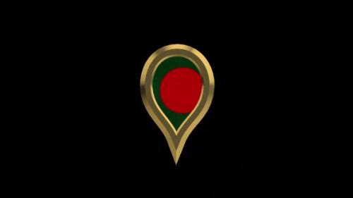 Videohive - Bangladesh Flag 3D Rotating Location Gold Pin Icon - 38455567 - 38455567