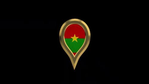Videohive - Burkina Fasso Flag 3D Rotating Location Gold Pin Icon - 38455568 - 38455568
