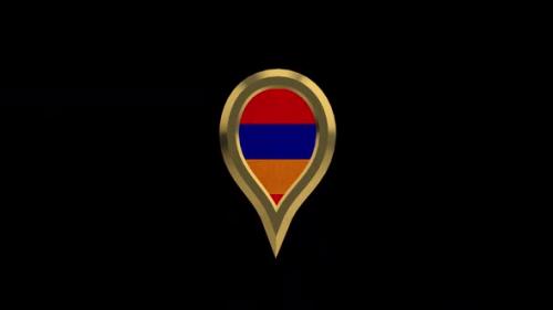 Videohive - Armenia Flag 3D Rotating Location Gold Pin Icon - 38455570 - 38455570