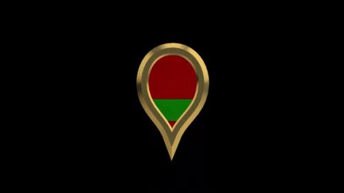 Videohive - Belarus Flag 3D Rotating Location Gold Pin Icon - 38455571 - 38455571