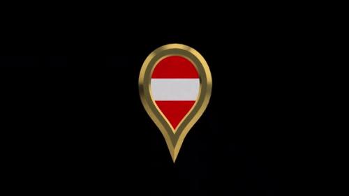 Videohive - Austria Flag 3D Rotating Location Gold Pin Icon - 38455576 - 38455576