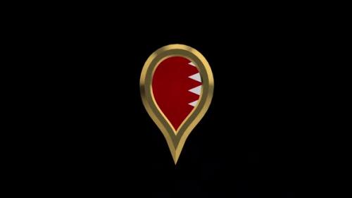 Videohive - Bahrain Flag 3D Rotating Location Gold Pin Icon - 38455580 - 38455580