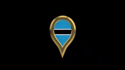 Videohive - Botswana Flag 3D Rotating Location Gold Pin Icon - 38455586 - 38455586