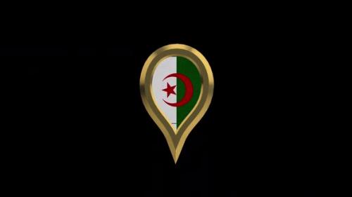 Videohive - Algeria Flag 3D Rotating Location Gold Pin Icon - 38455592 - 38455592