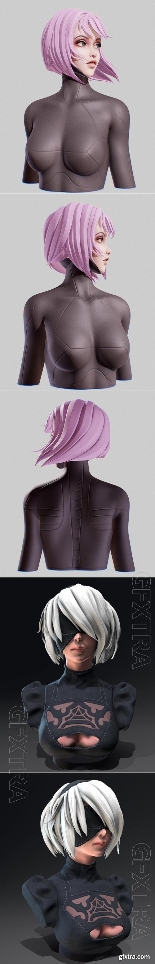 3D STL Android Remake and 2B Bust