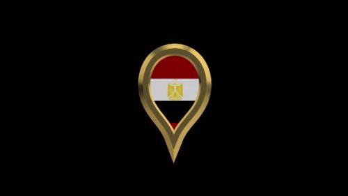 Videohive - Egypt Flag 3D Rotating Location Gold Pin Icon - 38468084 - 38468084