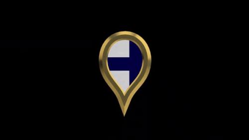 Videohive - Finland Flag 3D Rotating Location Gold Pin Icon - 38468317 - 38468317