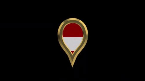 Videohive - Indonesia Flag 3D Rotating Location Gold Pin Icon - 38468321 - 38468321