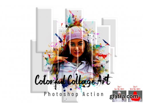CreativeMarket - Colorful Collage Art PS Action 7254879