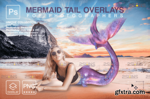  Mermaid Tail Overlay, Photoshop Overlay