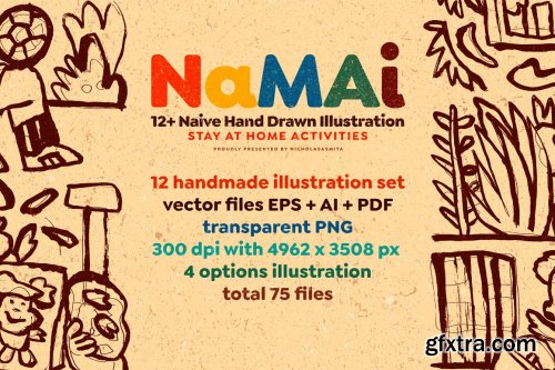 CreativeMarket - Namai: 12+ Hand Drawn Illustrations