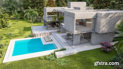3d rendering of an impressive contemporary villa
