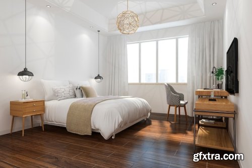 3d rendering beautiful luxury bedroom suite