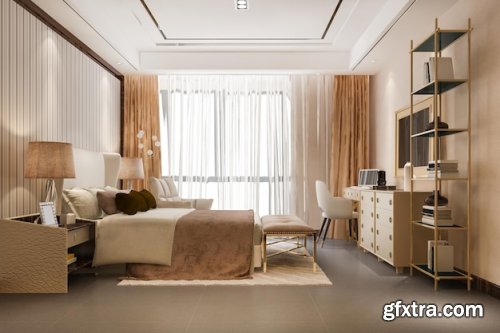 3d rendering beautiful luxury bedroom suite