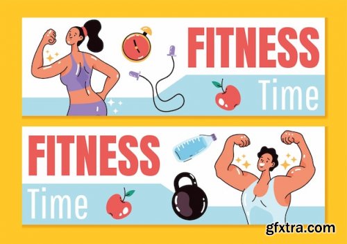 Sport bodybuilding fitness gym banner poster cards