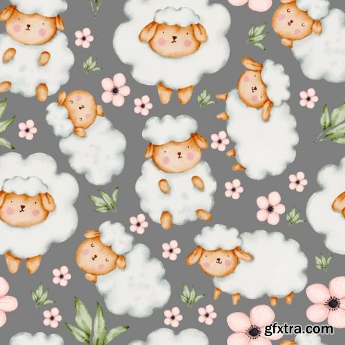 Cute sheep seamless patterns