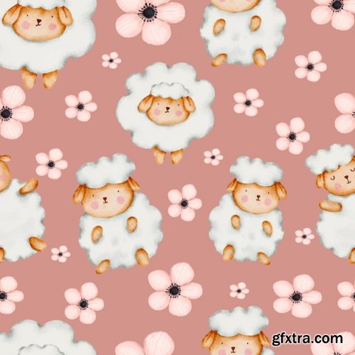 Cute sheep seamless patterns