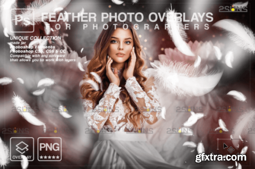  White Feather Photo Overlays PNG