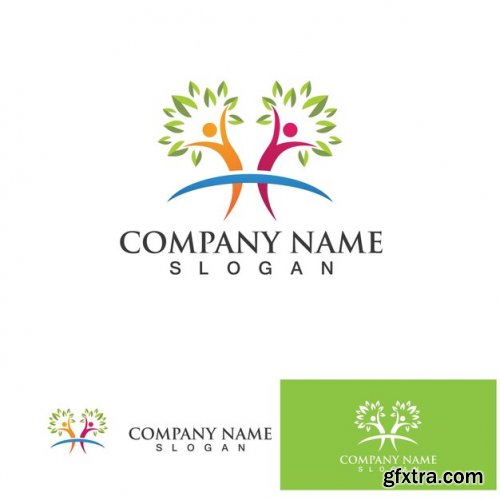 People tree logo and symbol vector