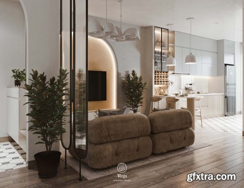 Living Room - Kitchen Interior by Yen