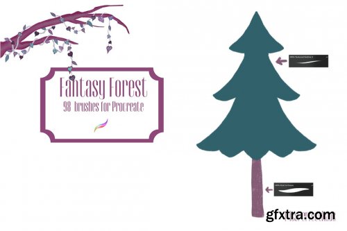 CreativeMarket - Fantasy Forest-98 Procreate Brushes 7209601