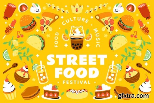 Flat design food festival illustration Premium Vector