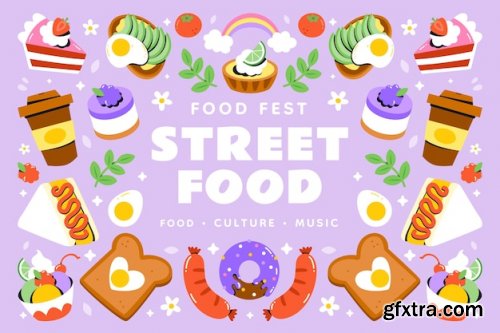 Flat design food festival illustration Premium Vector