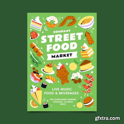 Flat design food festival illustration Premium Vector