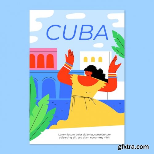 Flat design cuba poster template
