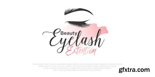 Beauty eyelashes extension beauty women and nail icon set logo design