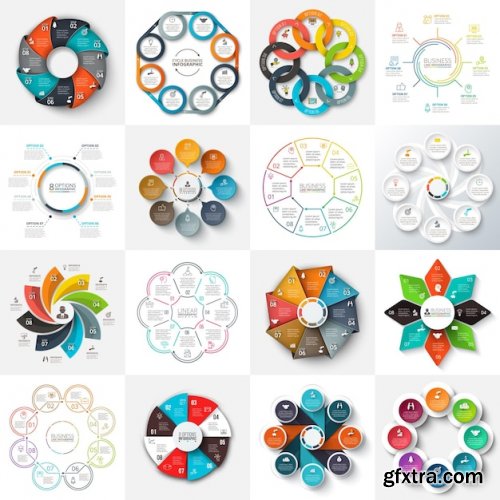 Big set of vector octagons circles and other elements for infographic